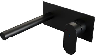 Brauer Black Edition Inbouw Wastafelmengkraan met Rechte Uitloop en Afdekplaat Model C1 Mat Zwart