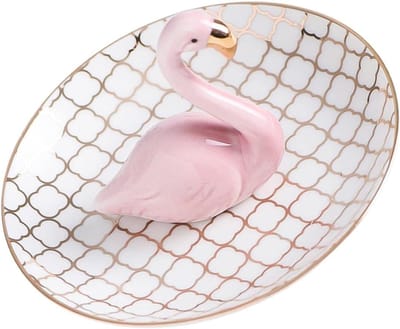 Sieraden Schaal - Opbergbakje - Sieraden Opbergen - Stijlvol Flamingo Design - 11.5x11.5x6cm - Goudkleurig