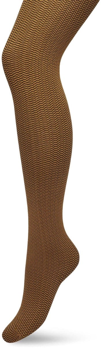 Bonnie Doon Dames Herringbone Panty 100 Denier Bruin/Oranje maat S/M - Chique Panty - Streepjes Dessin - Brede Boord - Comfort - Herringbone Print - Gestreept - Little Herringbone Tights - Feestelijk - Sudan Brown - BP211908.367