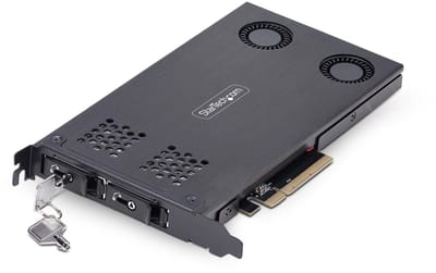 StarTech.com Dual-Bay M.2 NVMe SSD Removable Mobile Rack for PCIe x8 Slot - interface adapter - M.2 NVMe Card / PCIe (NVMe) - PCIe 4.0 x8