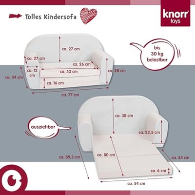 Kindersofa Stars Wit - Uitklapbare Kinderbank voor Comfort en Speelplezier