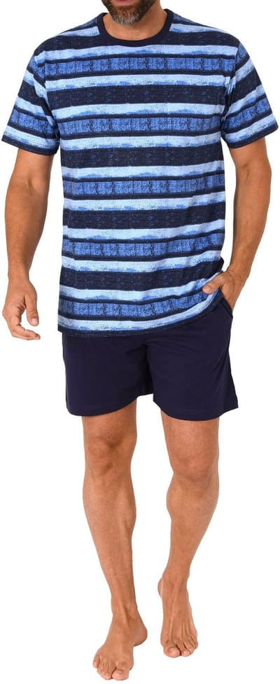 Normann herenpyjama met korte mouwen in casual streepjeslook