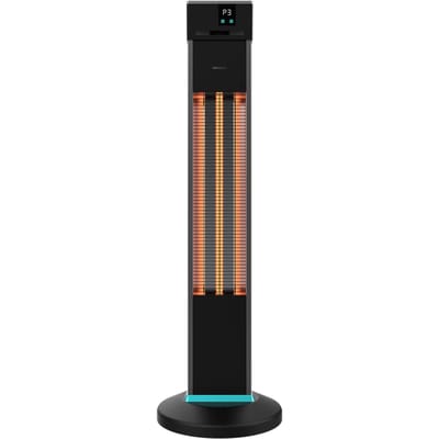 Cecotec Elektrischer Außenheizlüfter in Turmform ReadyWarm 2000 Power Tower, 2000 W mit 3 Leistungsstufen, Halogen-Technologie, Schutzart IP34, Fernbedienung und Display, Abdeckungsbereich 10 m