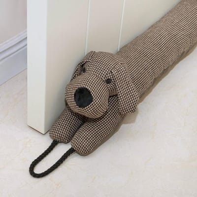 Decoratieve Windstopper 91cm voor Deur en Raam - Verzwaarde Tochtstopper Geluidsblokker - Bruine Hond 36 inch