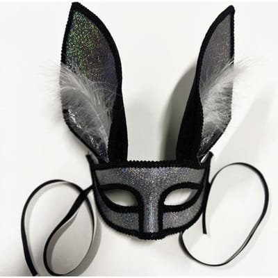 Feest konijnenmasker, veer masker, gemaskerd half gezichtsmasker One size zwart