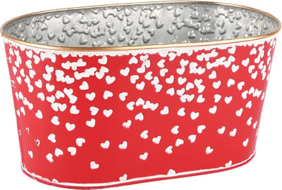 Dekoratief | Bloempot ovaal 'Hearts Rain', metaal, 22x13x11cm | A250618