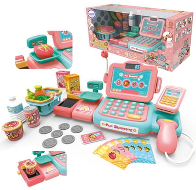 Woopie Kassa voor kinderen Scannerweegschaalmicrofoon + 24 Acc. - UNI