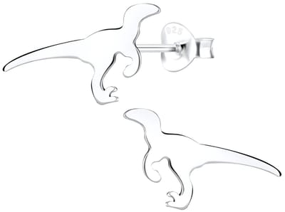 Joy|S - Zilveren dinosaurus oorbellen - 15 mm x 9 mm