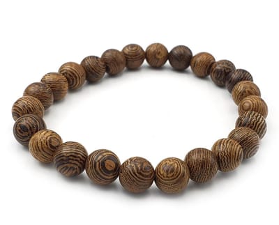 Elastische kralenarmband met 8mm houten kralen unisex 18 cm