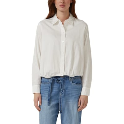 Dames Satin Katoenen Casual Blouse met Plooien en Hemdkragen s.Oliver