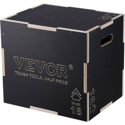 VEVOR 3 In 1 Plyometrische Jump Box 20/18/16 Inch Plyo Box, Jump Box Jump Box 204kg Draagvermogen, Fitness Oefening Step Up Box voor Thuistraining, Jump Krachttraining Zwart Verstelbare Hoogte