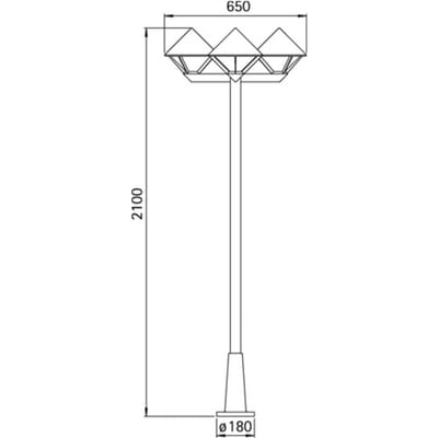 Albert Leuchten Moderne lantaarnpaal 181, zwart, 3-lamps