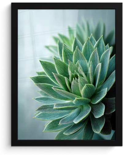 Poster in lijst - Fotolijst 30x40 cm - Posters - Vetplant - Bladeren - Groen - Wazig - Posterlijst zwart - Decoratie - Wanddecoratie woonkamer - Muurdecoratie slaapkamer
