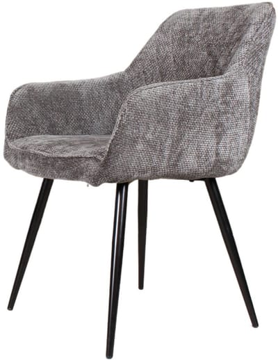 DS4U - Flavio Armstoel Donkergrijs - Stijlvolle kuipstoel met armleuning - Comfortabele donkergroene zitting - Zwarte metalen poten - Inclusief ruitpatroon in de rugleuning - Ideaal voor in de eetkamer