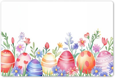 Placemats 45x30 cm - Placemat kunststof - 1 stuk - Bloementuin - Kleurrijk - Eieren - Borden onderleggers - Decoratie voor op tafel - Keuken tafeldecoratie accessoires - Vinyl onderlegger - Tafelversiering