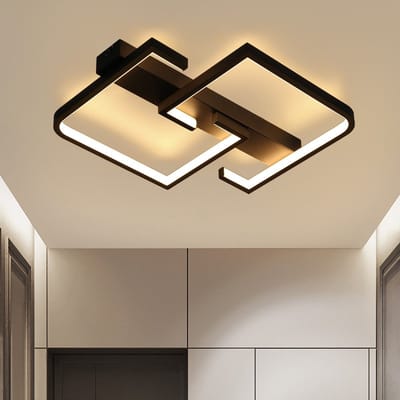 NETTLIFE Plafondlamp LED - vierkant - Zwart - 30cm - 2-Lichts - 3000K Warm wit Licht - Metaal - Moderne Slaapkamerverlichting - voor Keuken | Woonkamer | Hotel - 19W