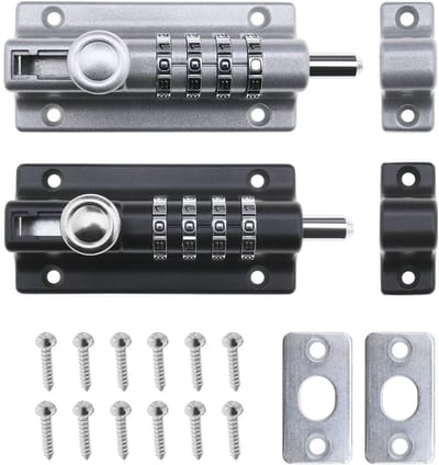 Dailygoods- Afsluitbare Padbolt Sleutelloze Beveiliging - Combinatie Vergrendeling - Zinklegering/Roestvrij Staal - 10.000 Combinaties - Anti-Knoeiing - Schuifstang Dikte 10 mm - Deurslot