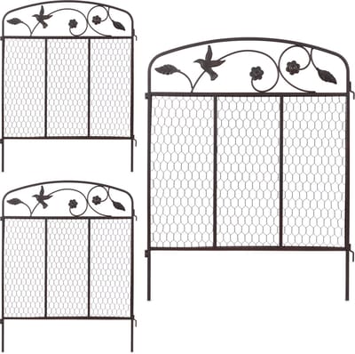 Tuinhek set van 3 - elk 64 x 63 cm - staal - donkerbruin