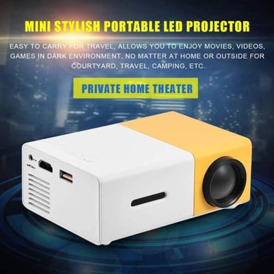 Projecteur LED portable YOSOO - Mini cinéma maison élégant HD - HDMI, AV, USB - Blanc/Jaune