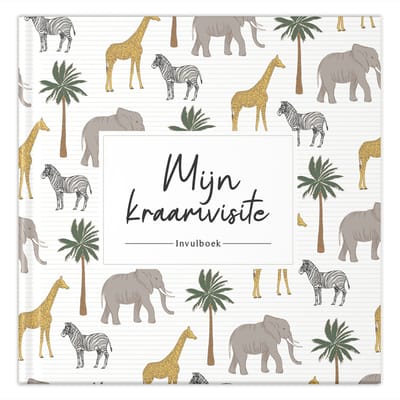 Fyllbooks - Kraambezoekboek - Kraamtijd - Invulboek voor Kraambezoek - Kraamboek - Jungle - Geschikt voor: 66 Gasten
