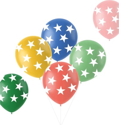 Folat - Ballonnen Retro Sterren Meerkleurig 33 cm - 6 stuks