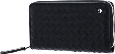 abro Leren Portemonnee Leather Piuma Weaving Zip Wallet Black / Nickel Zwart