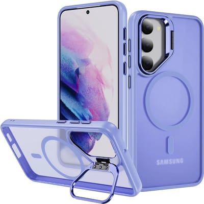 Hoesje Geschikt voor Samsung Galaxy S23 - Compatibel met MagSafe & Qi2 - Back Cover met Standaard - Camera Kickstand - Licht Paars