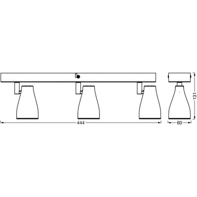 OSRAM LED SPOT PEAR plafondmontagespot 430mm, wit, 12,9W, 630lm, gericht licht met warm witte lichtkleur, met flexibele GU10 kop, inclusief GU10 lamp, IP20, 2700K.
