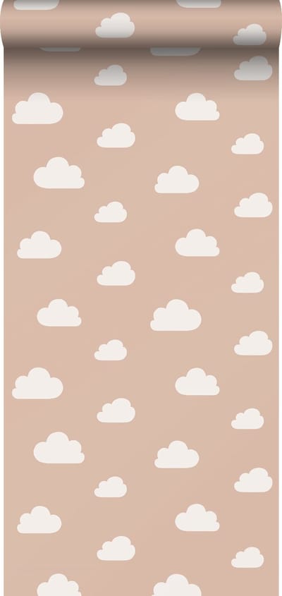 ESTAhome behang wolkjes terracotta roze - 53 cm x 10.05 m - 139486