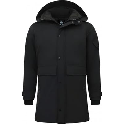 Heren Parka Winterjas - Lange Winterjas Heren - Gewatteerde Jassen - 9803 - Zwarte Jas