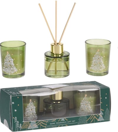 Kerst Geurset - 3-delig - Geurdiffuser - 2x Geurkaars - Kerst - kerst decoratie - geurverspreider - kerst cadeautjes