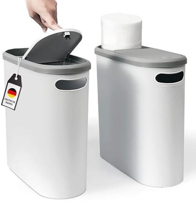 Ruimtebesparende vuilnisemmer met deksel en persfunctie - 10 liter afvalemmer voor badkamer, keuken en slaapkamer