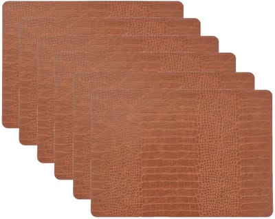 Unique Living placemats Croco lederlook - 6x - 43 x 30 cm - bruin - pvc - tafel onderleggers