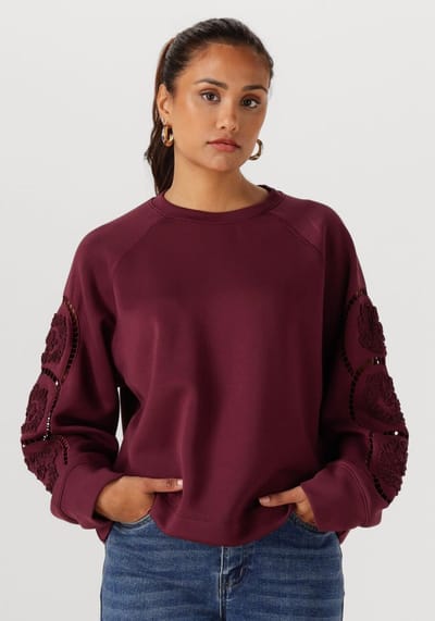Object Objdorina Lo L/s Sweat Top Truien & vesten Dames - Sweater - Hoodie - Vest- Bordeaux - Maat XL