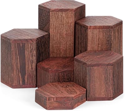 Inovra- Houten Plateau Zeshoekig - Dessert/Cupcake Standaard - Etage-Presentatiestandaard - Buffet/Levensmiddelenstandaard - Duurzaam Hout - Aanpasbare Hoogtes