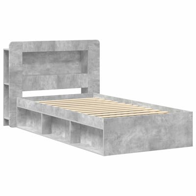 vidaXL - Bedombouw - met - opslag - Betongrijs - 80 - x - 200 - cm - Bewerkt - hout
