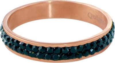 Quiges Stapelring Dames - Vulring Zwart Zirkonia - RVS Roségoudkleurig - Maat 21 - Hoogte 4mm
