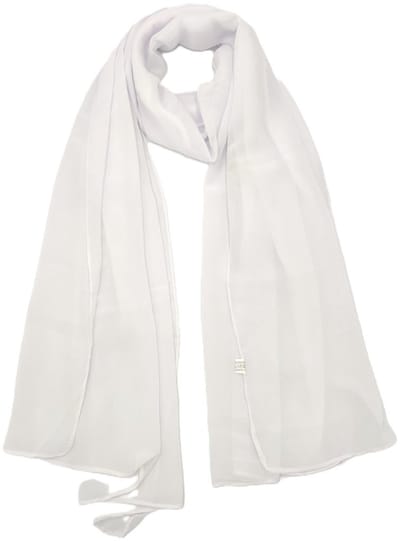 Lange dames sjaal Ditte-effen wit-omslagdoek-stola