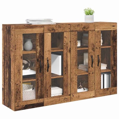 vidaXL - Wandkasten - 2 - st - Oud - Hout - 69,5 - x - 34 - x - 90 - cm - Bewerkt - hout