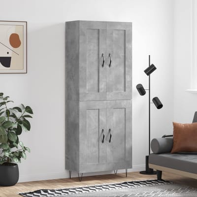 vidaXL - Hoge - kast - 69,5x34x180 - cm - bewerkt - hout - betongrijs