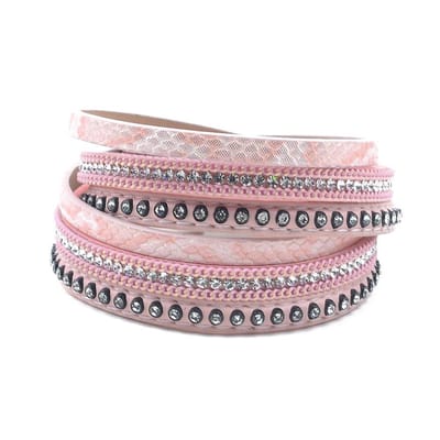 Montebello Armband Bartsia Pink - PU Leer - Wikkel - 19cm