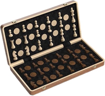 Houten Schaakspel - Magnetisch Bord - Reis Spel - Vouwbaar Met Opbergruimte - 40 x 20 cm