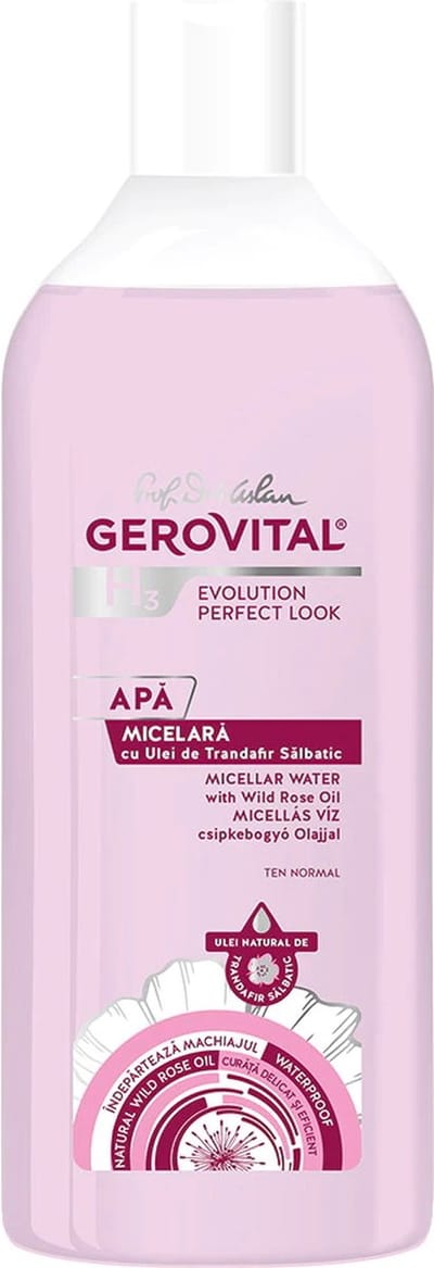 Gerovital Micellair Water met Wilde Rozenolie 400 ml - Waterproof Make-up remover | Gezichtsreiniger - Normale Huid