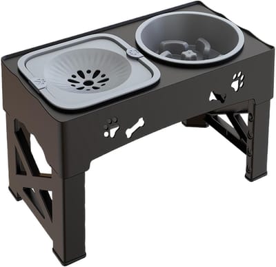 Verhoogde Hondenbak - Voerstation - Gezond Eten - In Hoogte Verstelbaar - 45.8 x 25.1 x 9.4 cm - Enkele Attribuut