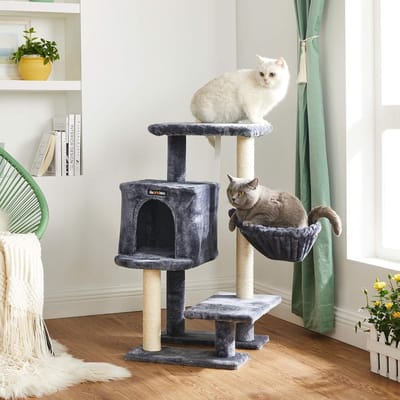 FurnStar - Krabpaal - Klein Kattenappartement 84 cm - Kattentoren - Grijs