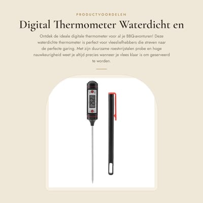 Dailygoods - Digital Thermometer - Waterdicht en nauwkeurig - Zwart - Vlees temperatuurmeter - Digitale kookthermometer - Geschikt voor...