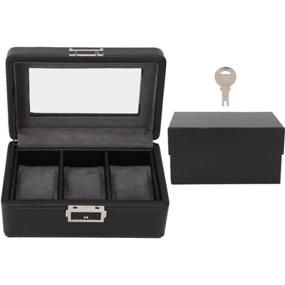 3 Vakken Horloge Display Koffer PU Leer Ruimtebesparend Enkellaags Horloge Opbergdoos voor Horloge Sieraden gray