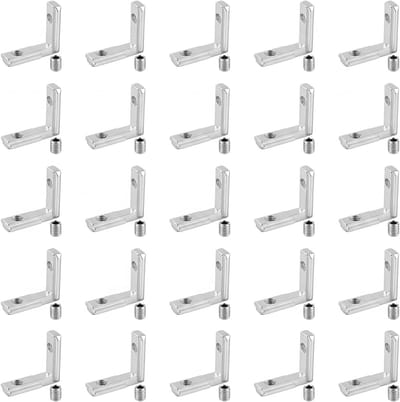 T-Nut Hoekverbinder 20 x 20 mm voor Aluminium Profielen, M5 L-vormige Connector voor Stabiele Constructies en Meubelbouw, 25 Stuks