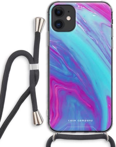 Case Company® - Hoesje met koord geschikt voor iPhone 11 hoesje met Koord - Zweverige regenboog - Telefoonhoesje met Zwart Koord - Bescherming aan alle Kanten en Over de Schermrand