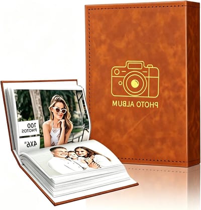 Stijlvol insteekalbum 10 x 15 cm met lederen cover voor 100 foto's, ideaal voor baby-, bruiloft- en familiefoto's, perfect als cadeau